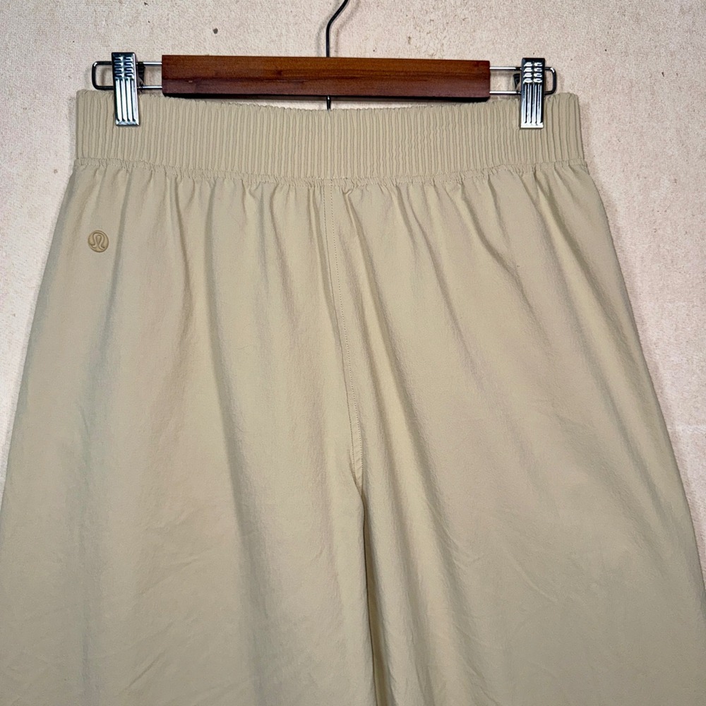 Lululemon Stretch Woven Wide Leg High Rise Pant Tan Khaki LW5FF3S Womens Size M - Picture 7 of 11